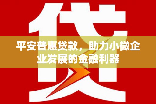 平湖平安普惠贷款，助力小微企业发展的金融利器