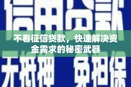 平湖不看征信贷款，快速解决资金需求的秘密武器